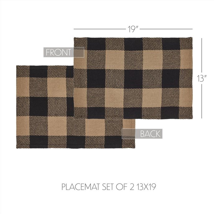 Black Check Placemat Set of 2 13x19 Thumbnail