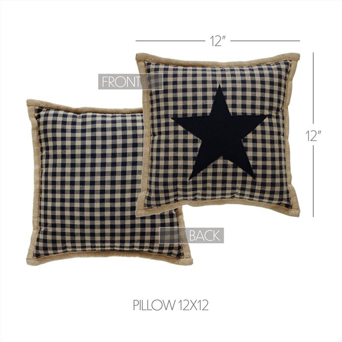 Black Check Star Pillow 12x12 Thumbnail