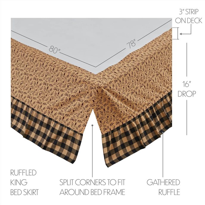 Pip Vinestar Ruffled King Bed Skirt 78x80x16 Thumbnail