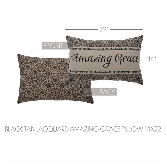 Custom House Black Tan Jacquard Amazing Grace Pillow 14x22 Thumbnail