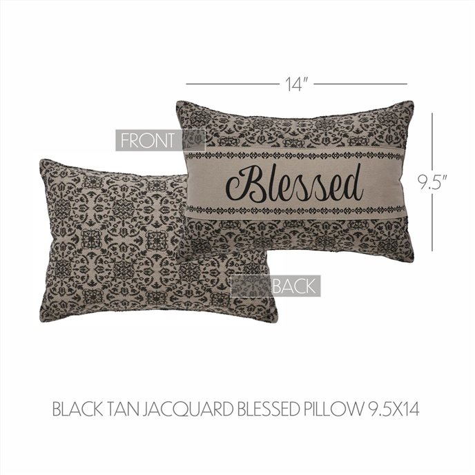 Custom House Black Tan Jacquard Blessed Pillow 9.5x14 Thumbnail