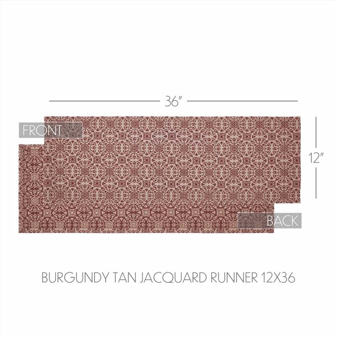 Custom House Burgundy Tan Jacquard Runner 12x36 Thumbnail