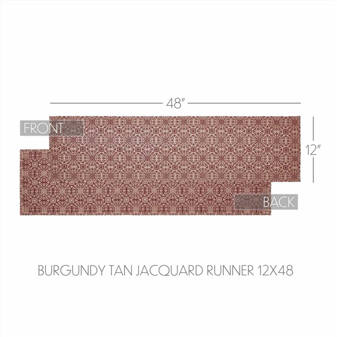 Custom House Burgundy Tan Jacquard Runner 12x48 Thumbnail