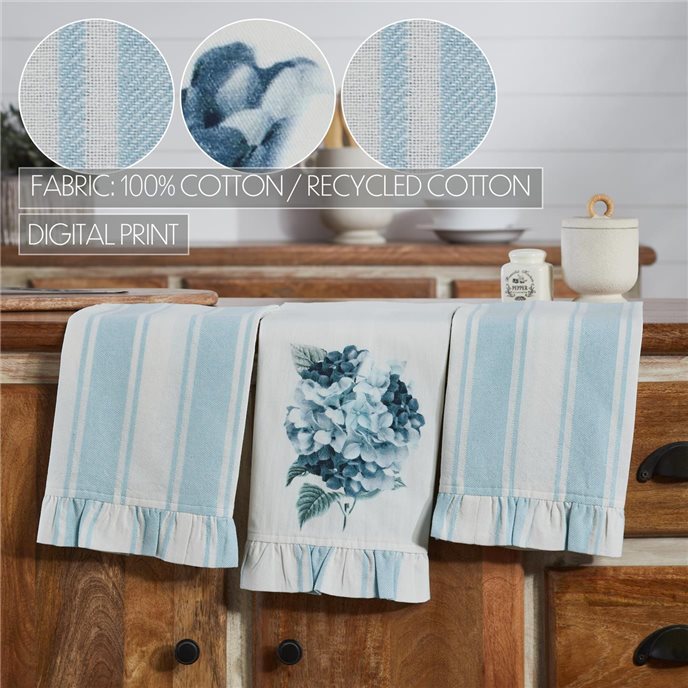 Finders Keepers Hydrangea Ruffled Tea Towel Set of 3 19x28 Thumbnail