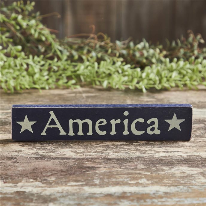 America Blue Wooden Sign 1.75x9 Thumbnail