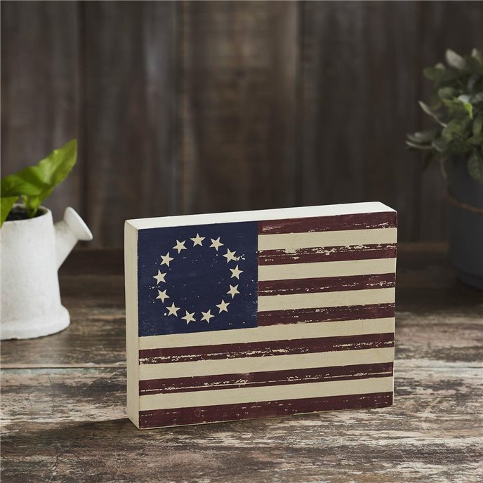 Colonial Flag Wooden Sign 6x8x1.5 Thumbnail