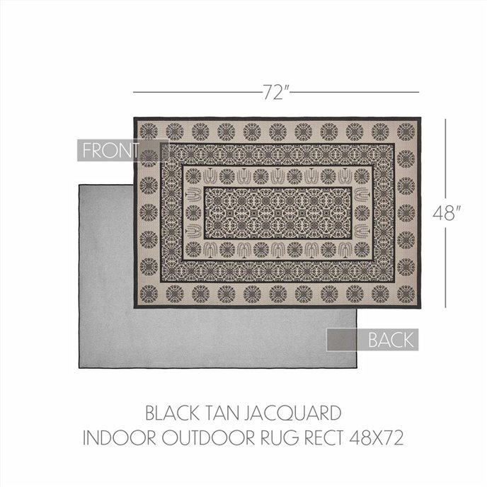 Custom House Black Tan Jacquard Polyester Rug Rect 48x72 Thumbnail