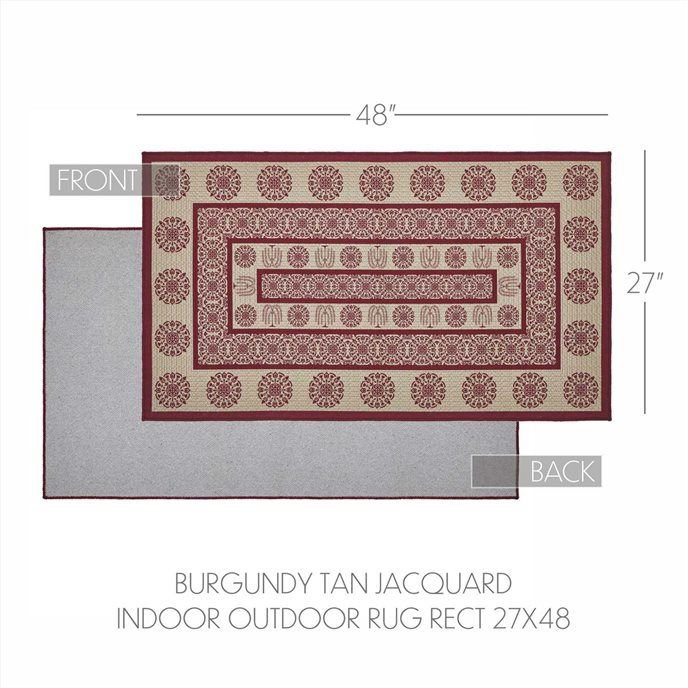 Custom House Burgundy Tan Jacquard Polyester Rug Rect 27x48 Thumbnail