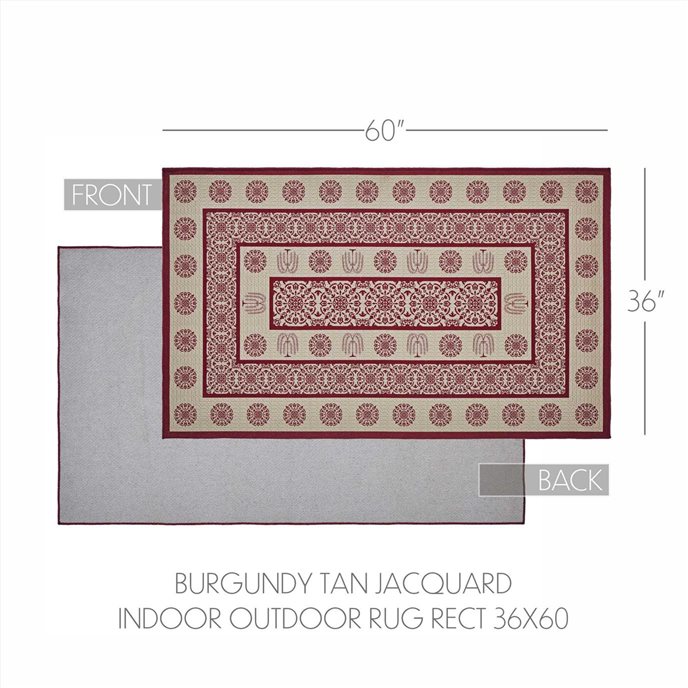 Custom House Burgundy Tan Jacquard Polyester Rug Rect 36x60 Thumbnail