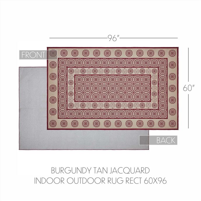 Custom House Burgundy Tan Jacquard Polyester Rug Rect 60x96 Thumbnail