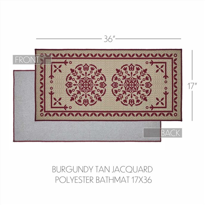 Custom House Burgundy Tan Jacquard Polyester Bathmat 17x36 Thumbnail