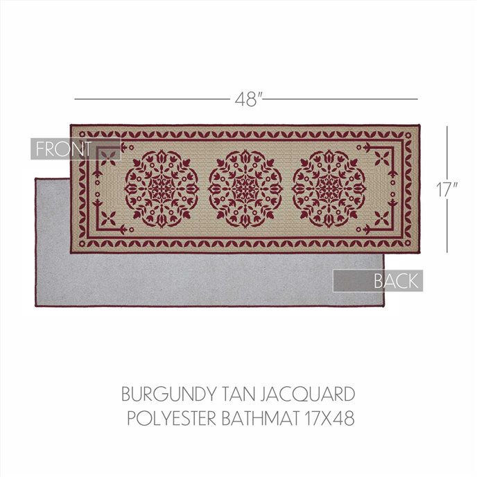 Custom House Burgundy Tan Jacquard Polyester Bathmat 17x48 Thumbnail