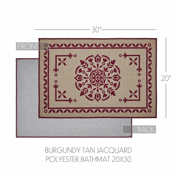 Custom House Burgundy Tan Jacquard Polyester Bathmat 20x30 Thumbnail