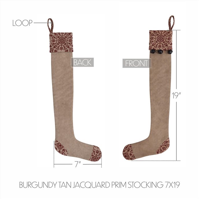 Custom House Burgundy Tan Jacquard Prim Stocking 7x19 Thumbnail