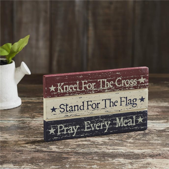 Kneel Stand Pray Wooden Sign 5.25x9x0.75 Thumbnail