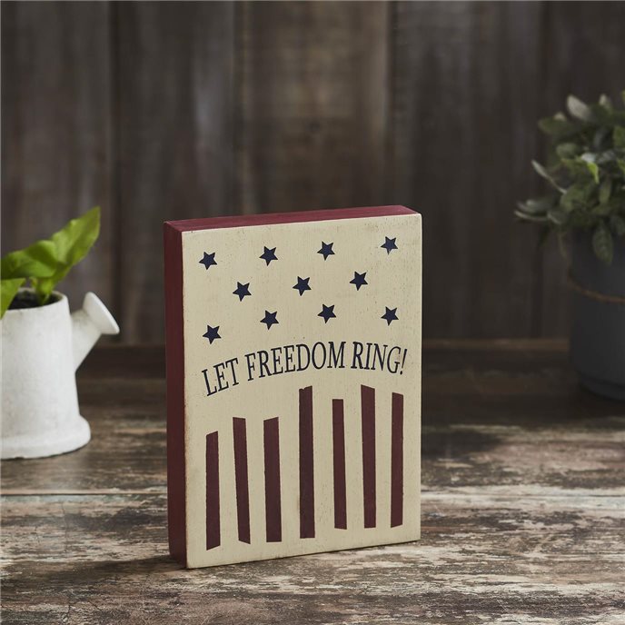 Let Freedom Ring Wooden Block 8x6x1.25 Thumbnail