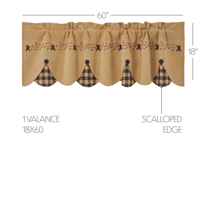 Pip Vinestar Scalloped Layered Valance 18x60 Thumbnail