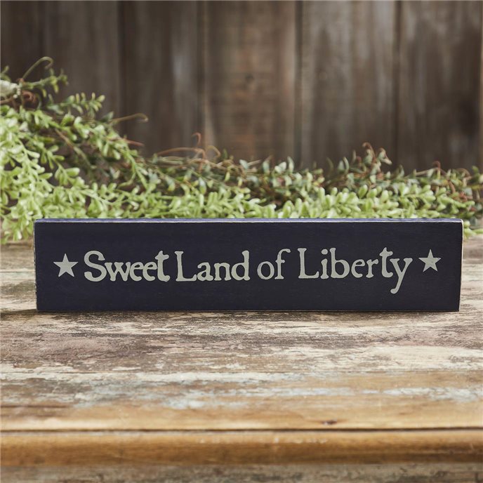 Sweet Land Of Liberty Blue Wooden Sign 2.75x13 Thumbnail