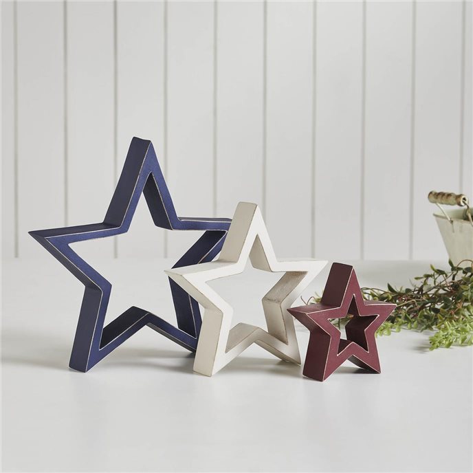 Wooden Nested Stars RWB 3-in-1 10x10x1.5 Thumbnail