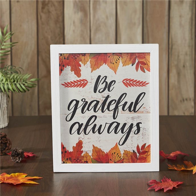 Be Grateful Always Fall Leaves Wall Sign 12x10 Thumbnail