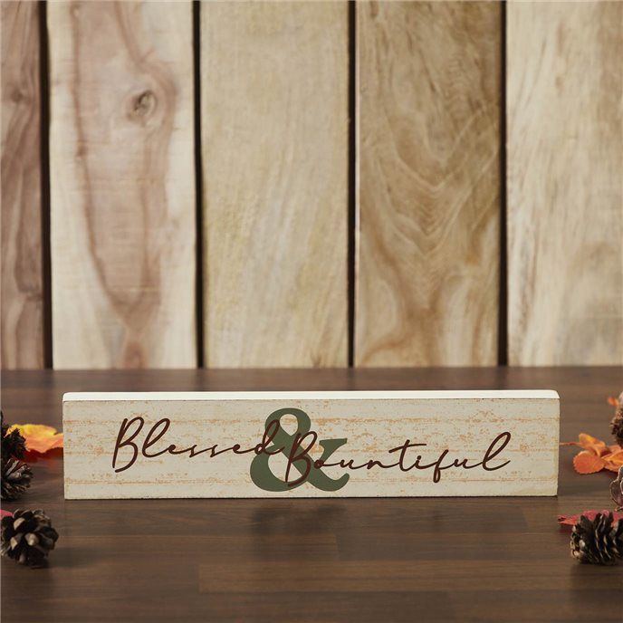 Blessed &amp; Bountiful Cream Base MDF Sign 3x14 Thumbnail