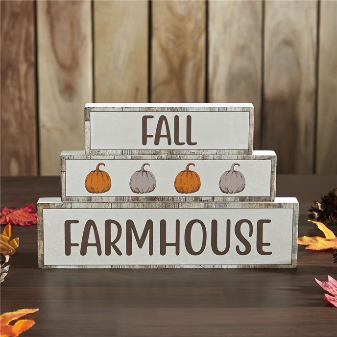 Fall Farmhouse Pumpkins Block Sign Set of 3 Sizes Thumbnail