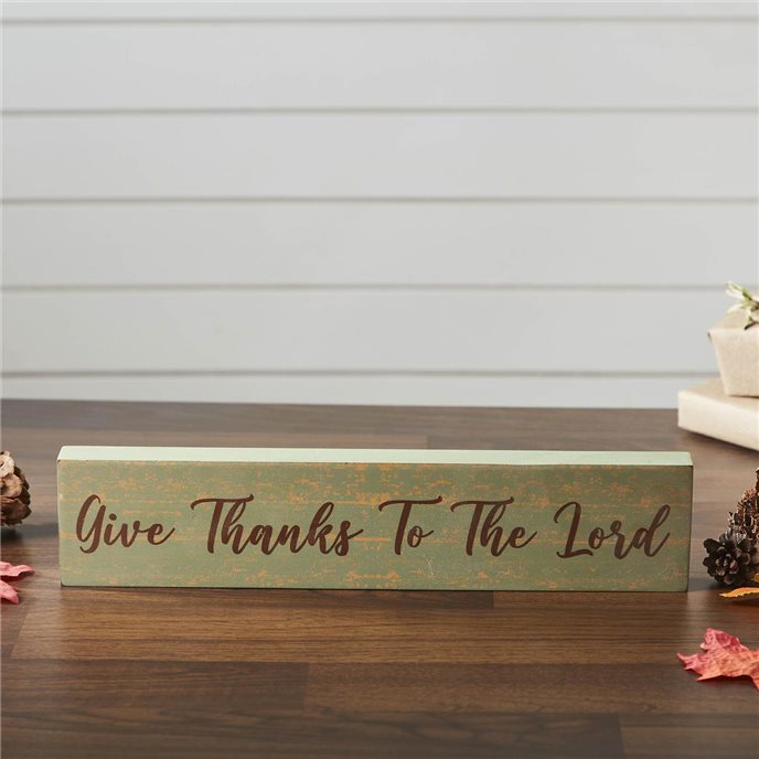 Give Thanks To The Lord Green Base MDF Sign 3x14 Thumbnail