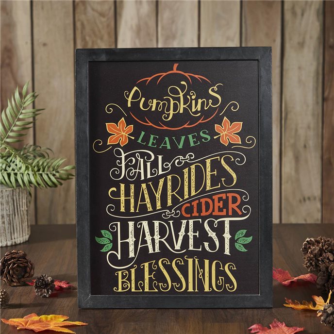 Harvest Blessings Phrases Black Border Wall Sign 16x12 Thumbnail