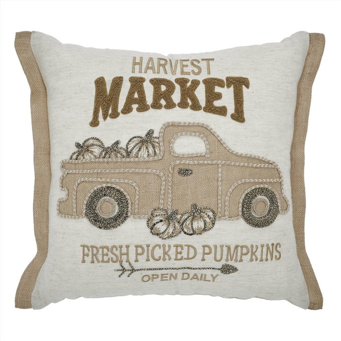 Harvest Market Fresh Picked Pumpkin Truck Pillow 18x18 Thumbnail