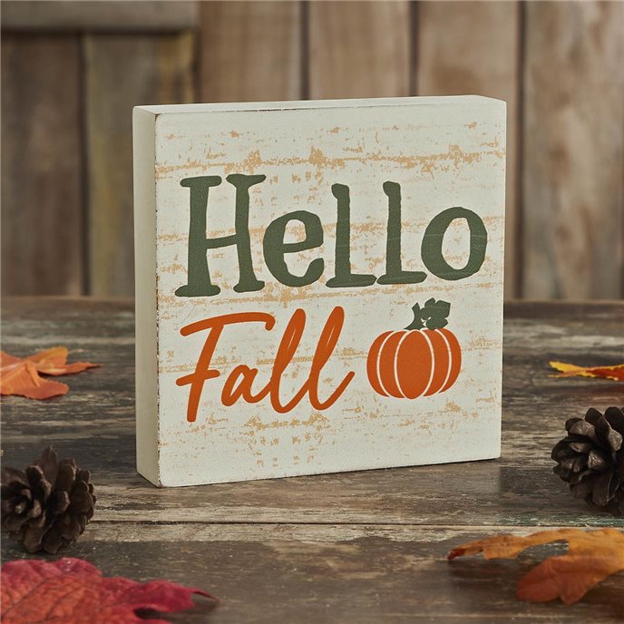Hello Fall Pumpkin Cream Base MDF Sign 5x5 Thumbnail