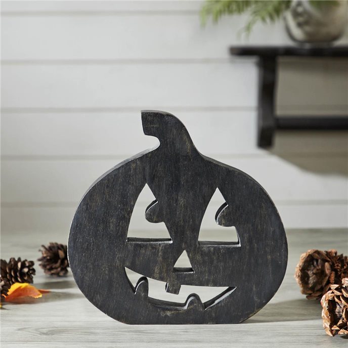 Jack O' Lantern Black Wood Decor 8x8.25x1 Thumbnail