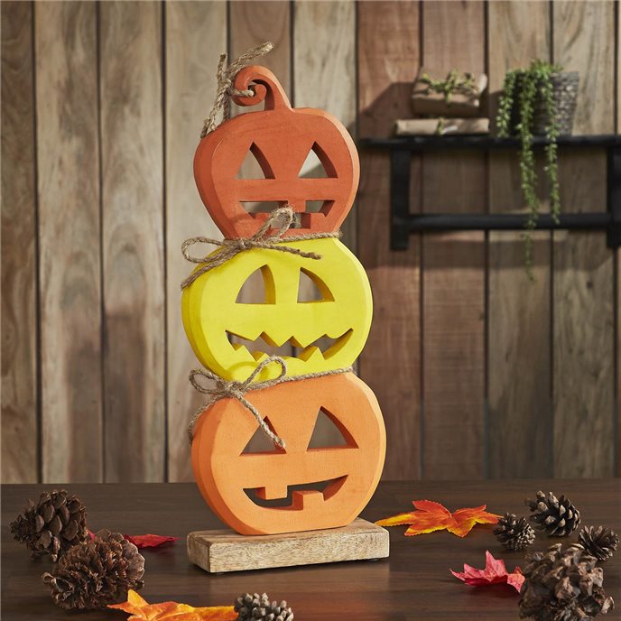 Jack O' Lantern Stack Wood Decor 16.75x7x2.25 Thumbnail