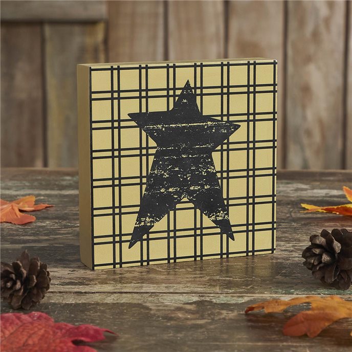 Prim Black Star on Tan Base MDF Sign 5x5 Thumbnail