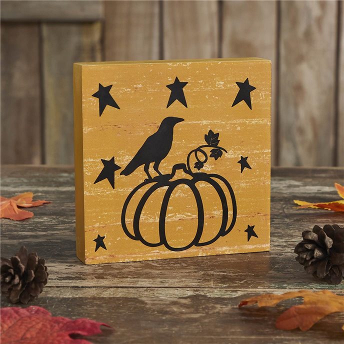 Prim Stars Pumpkin Raven Mustard Base MDF Sign 5x5 Thumbnail