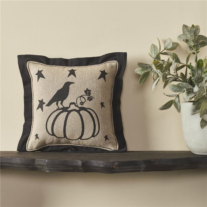 Raven Harvest Primitive Pumpkin Pillow 6x6 Thumbnail