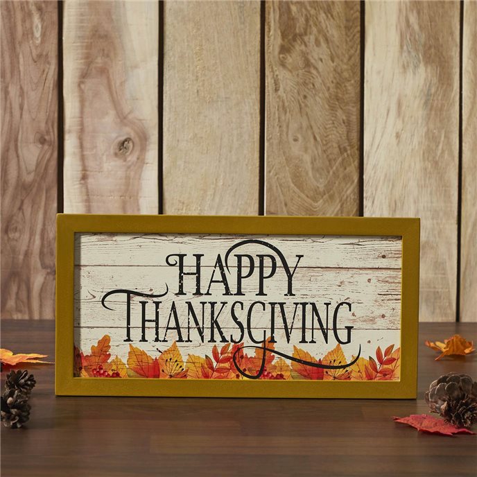 Shiplap Happy Thanksgiving Fall Leaves Wall Sign 8x16 Thumbnail