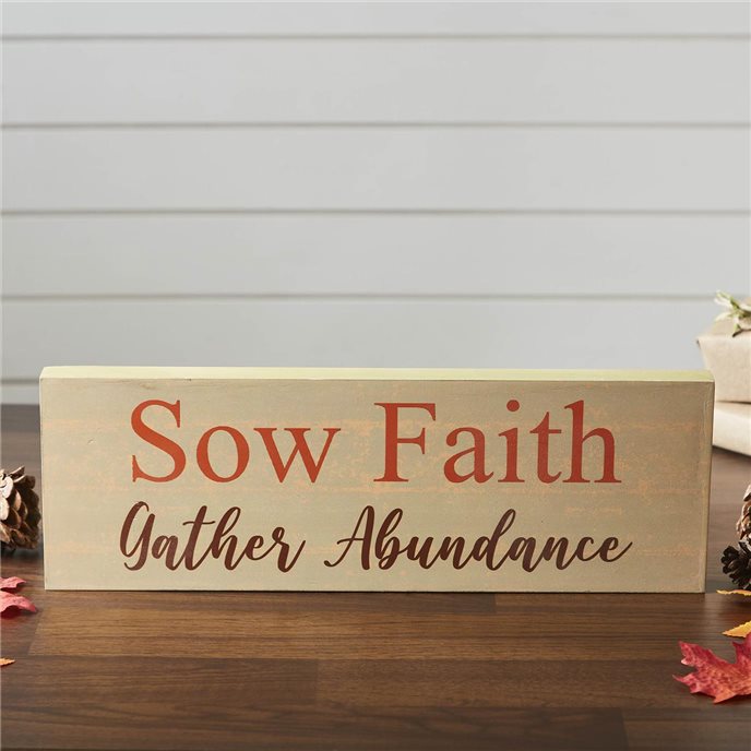 Sow Faith Gather Abundance Green Base MDF Sign 5x15 Thumbnail