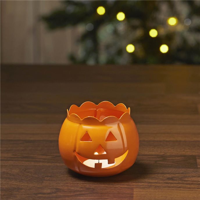 Tealight Holder Jack-O-Lantern Orange 3x3.5x3.5 Thumbnail