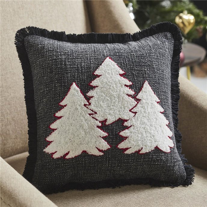 3 Christmas Trees Black Woven Pillow 12x12 Thumbnail