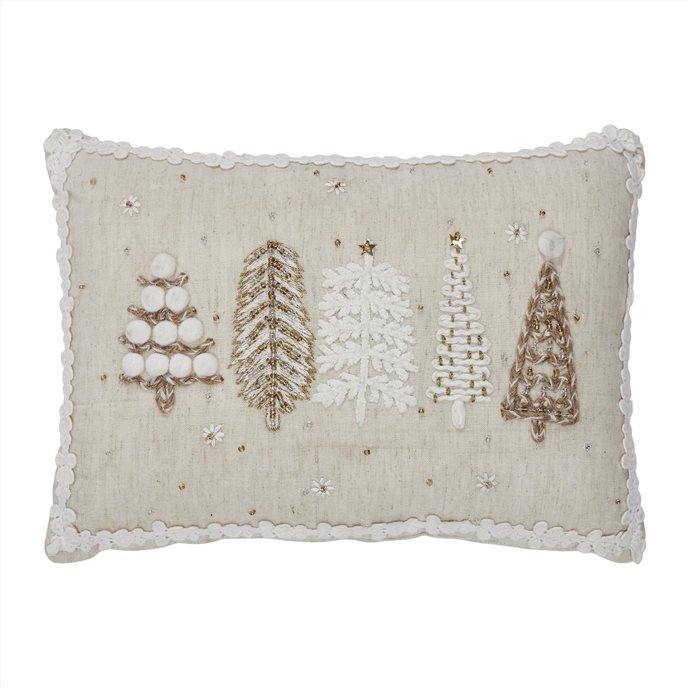 5 Christmas Trees White Pillow 14x10 Thumbnail