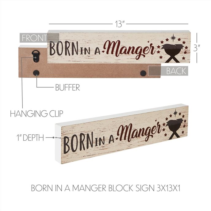 Born In A Manger Block Sign 3x13 Thumbnail