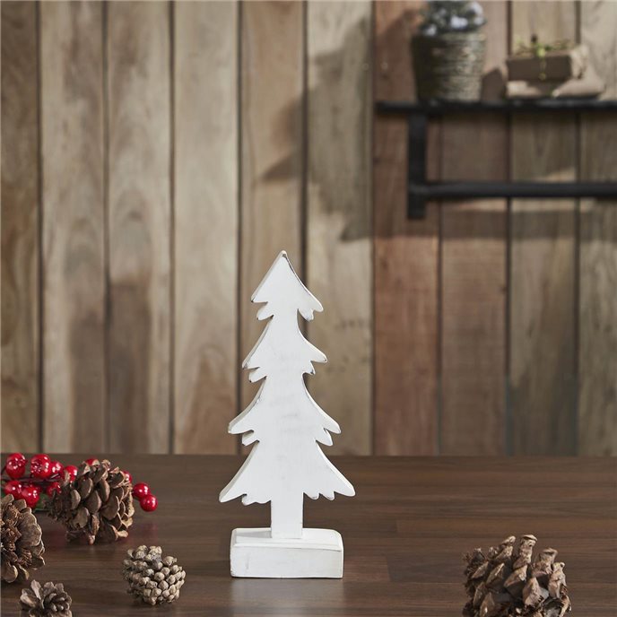 Christmas Evergreens White Wooden Figurine 11x4.5x2 Thumbnail