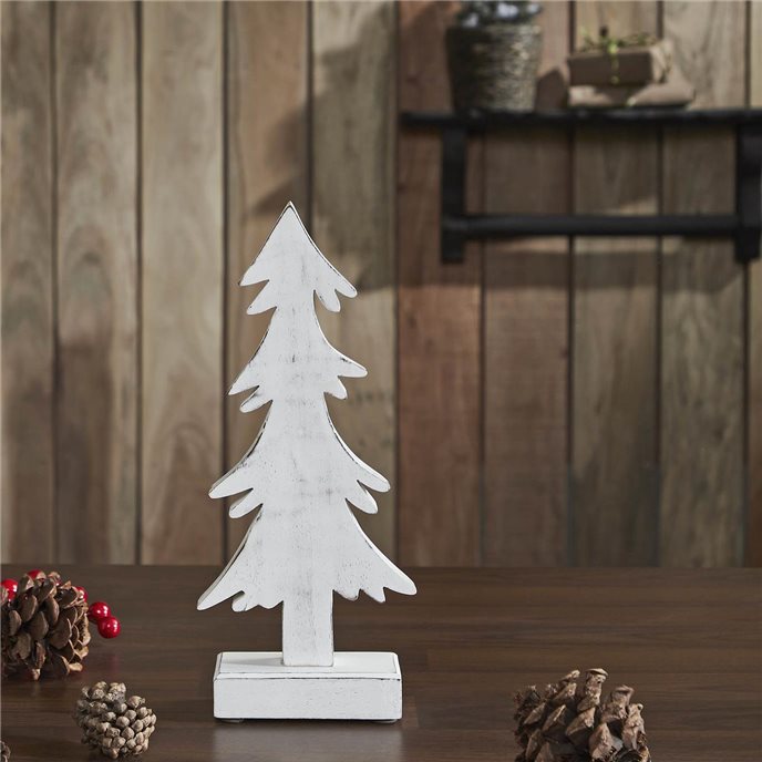 Christmas Evergreens White Wooden Figurine 12.75x5.5x2 Thumbnail