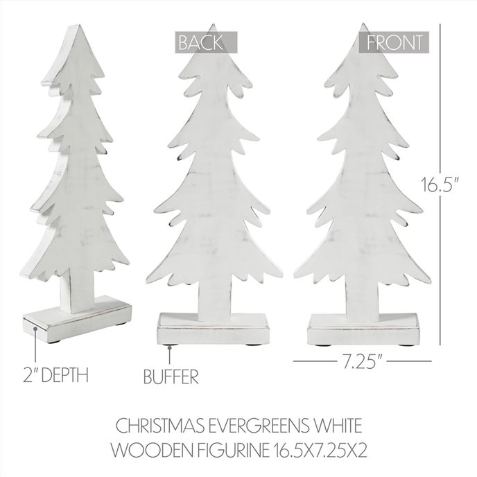 Christmas Evergreens White Wooden Figurine 16.5x7.25x2.5 Thumbnail