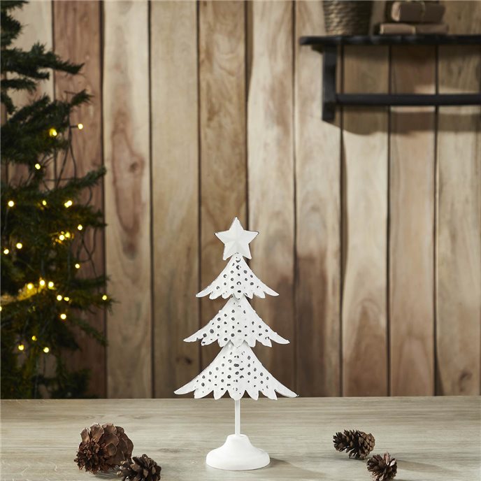 Christmas Tree Antique White Metal Figurine 11.25x5.75x2.75 Thumbnail