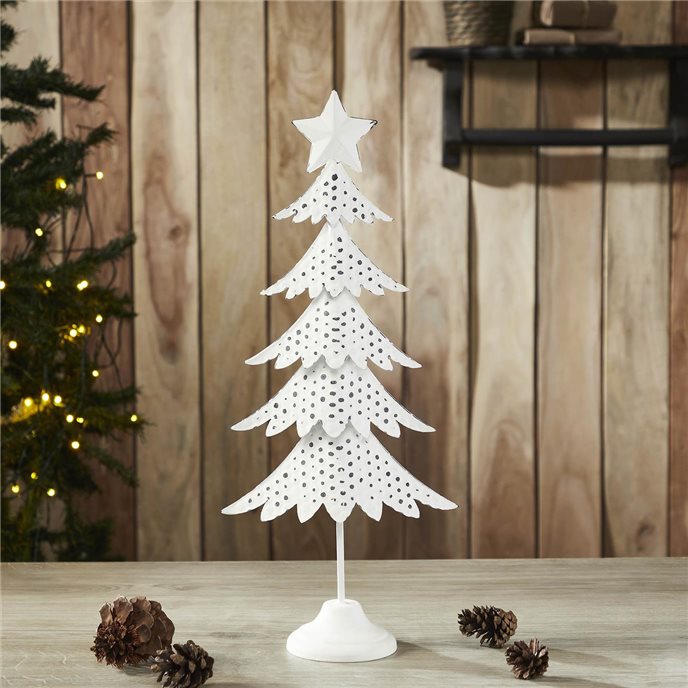 Christmas Tree Antique White Metal Figurine 18x8x3.5 Thumbnail