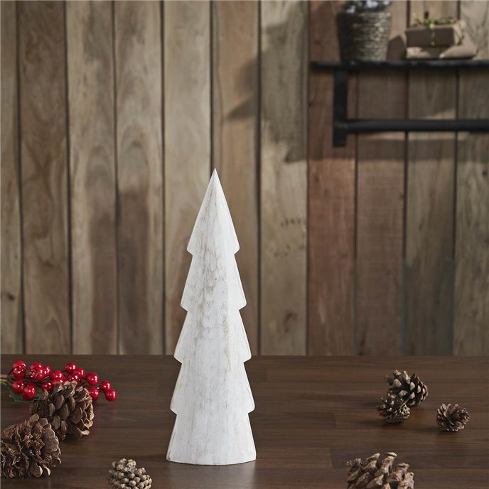 Christmas Tree Distressed White Wooden Figurine 11.5x3.5x1.5 Thumbnail