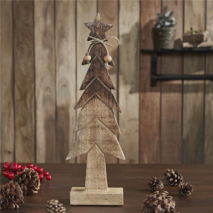 Christmas Tree Wooden Two Toned Brown Natural Figurine 16x5x2.25 Thumbnail