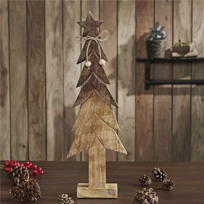 Christmas Tree Wooden Two Toned Brown Natural Figurine 19.75x6.5x2.25 Thumbnail