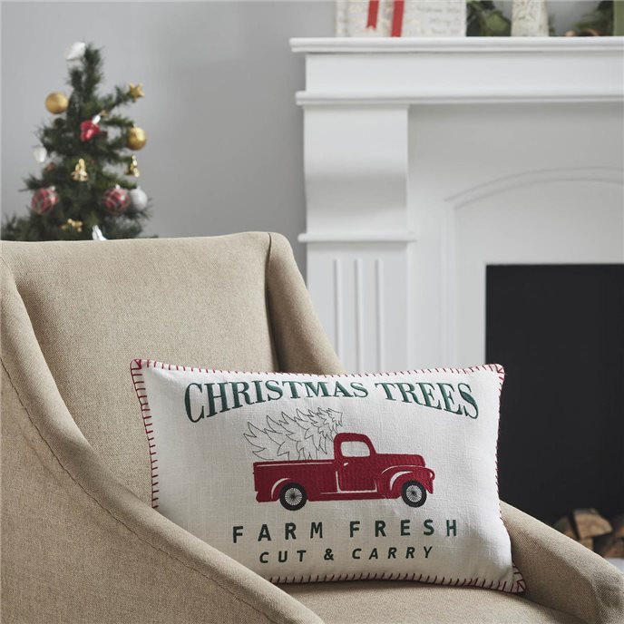 Farm Fresh Red Truck Christmas Pillow 14x22 Thumbnail